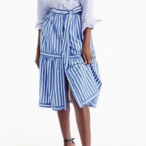 J Crew Blue and White Striped Midi Skirt